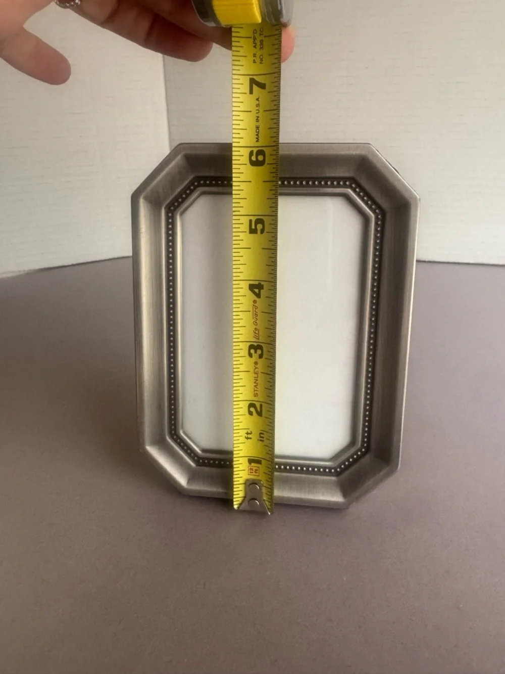 Burnes Of Boston Satin Silver Beaded Octagonal Frame